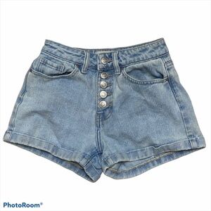 PacSun High Rise Mom Shorts Cuffed Light Wash Blue